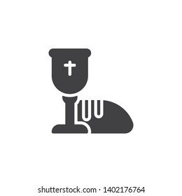 Holy communion vector icon. Goblet and bread filled flat sign for mobile concept and web design. Bread and wine cup glyph icon. Symbol, logo illustration. Vector graphics
