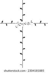 Holy Cross with Floral design for print or use as card, flyer, Tattoo or T Shirt