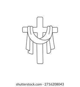 A holy cross of Jesus Christ draped with a mantle, symbolizing faith, spirituality, and Christianity. Clean and minimal vector style, suitable for religious designs, church materials, greeting cards, banners, and digital artwork.