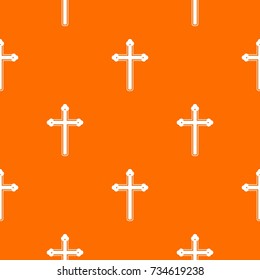 Holy cross pattern repeat seamless in orange color for any design. Vector geometric illustration
