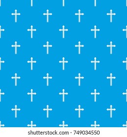 Holy cross pattern repeat seamless in blue color for any design. Vector geometric illustration