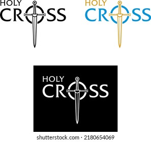 Holy Cross and sword - decorative image of christian religious symbol.