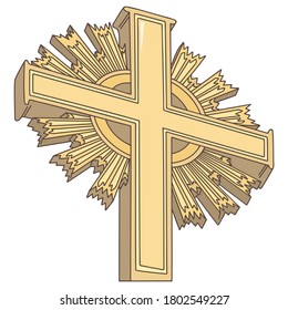 Holy Cross, symbol of Christianity. Liturgical feast of the Exaltation of the Holy Cross vector illustration