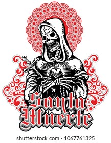 Holy Death, Day of the Dead, mexican skull, grunge vintage design t shirts