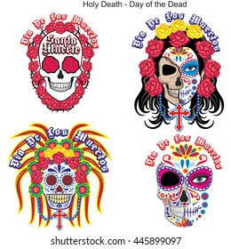 Holy Death, Day of the Dead, mexican sugar skull, grunge.vintage design t-shirts