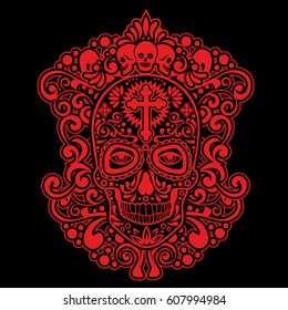 Holy Death, Day of the Dead, mexican, sugar skull, vintage design t shirts