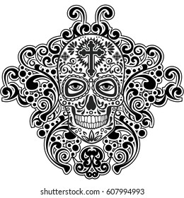 Holy Death, Day of the Dead, mexican, sugar skull, vintage design t shirts