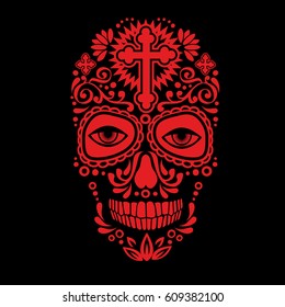 Holy Death, Day of the Dead, mexican sugar skull, grunge vintage design t shirts