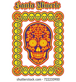 Holy Death, Day of the Dead, mexican sugar skull design t shirts 