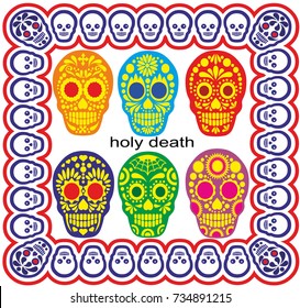 Holy Death, Day of the Dead, mexican sugar skull, vintage design t shirts
