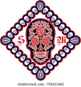 Holy Death, Day of the Dead, mexican sugar skull, vintage design t shirts