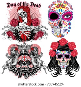 Holy Death, Day of the Dead, mexican sugar skull,vintage design t shirts