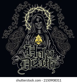 Holy Death, Day of the Dead,skeleton, grunge vintage design t shirts