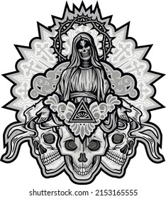 Holy Death, Day of the Dead,skeleton, grunge vintage design t shirts