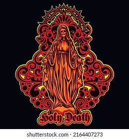 Holy Death, Day of the Dead,skeleton, grunge vintage design t shirts