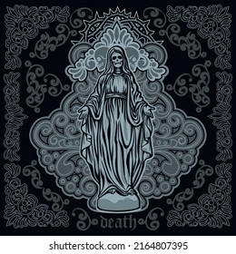 Holy Death, Day of the Dead,skeleton, grunge vintage design t shirts