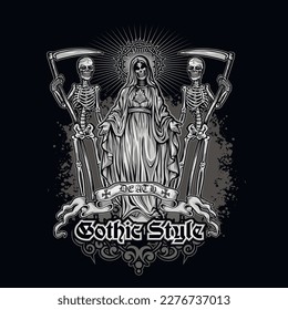 Holy Death, Day of the Dead,skeleton, grunge vintage design t shirts