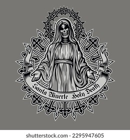 Holy Death skeleton, grunge vintage design t shirts