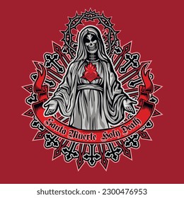 Holy Death skeleton, grunge vintage design t shirts