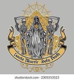 Holy Death, skeleton , grunge vintage design t shirts