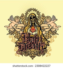 Holy Death, skeleton , grunge vintage design t shirts