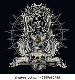 Holy Death, skeleton, grunge vintage design t shirts