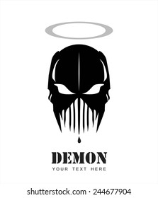 Holy Demon. Mask. Alien.Black Demon. Predator. Artwork. - Illustration.
