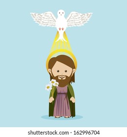 holy design over blue background vector illustration