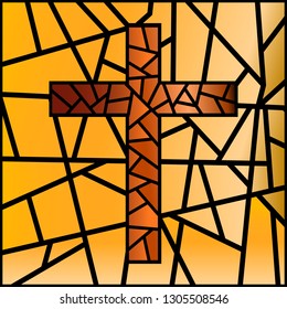 Holy easter. Cross on stained glass. The symbol of the holiday. Religion.