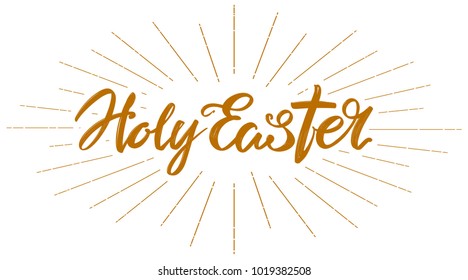 Holy Easter holiday religious calligraphic text symbol of Christianity hand drawn vector illustration sketch