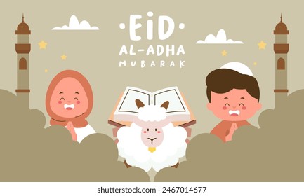 Holy Eid Al Adha Mubarak Lindo Anuncio Dibujos Animados