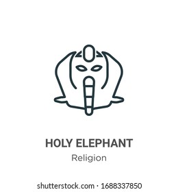 Holy elephant outline vector icon. Thin line black holy elephant icon, flat vector simple element illustration from editable religion concept isolated stroke on white background