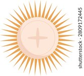 Holy eucharist host with bright golden rays of light
