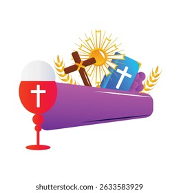 holy eucharist vector illustration on white.