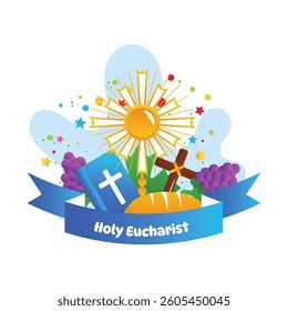 Holy eucharist vector religions cartoon illustration