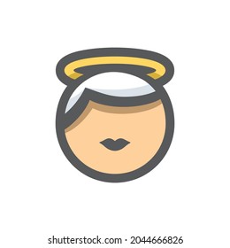 Holy Face With Halo Vector icon Cartoon illustration