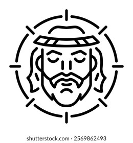 Holy face icon in linear style 