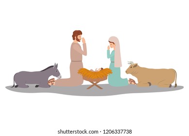 holy family and animals manger characters