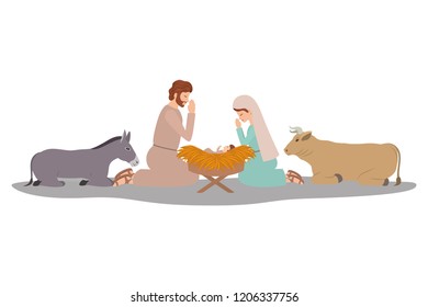 holy family and animals manger characters