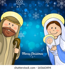 Holy Family Blue Background Lights Reflectionstransparency Stock Vector ...