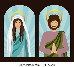 Holy Family design over brown background, vector illustration
