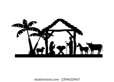holy family icon manger vector isolated