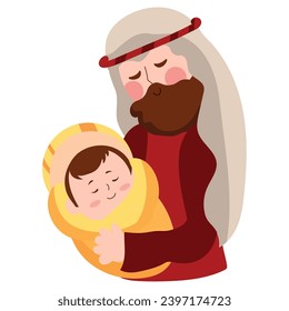 holy family joseph and baby jesus illustration