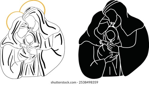 Holy Family silhouette. Art and Illustration