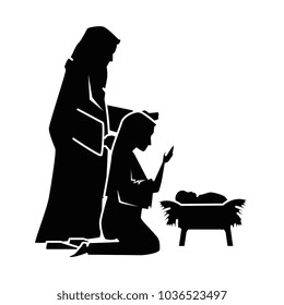 Holy Family Silhouette Christmas Characters Stock Vector (Royalty Free ...