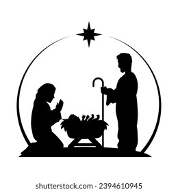 holy family silhouette icon vector isolated