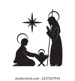 holy family silhouette isolated over white background . vector illustration