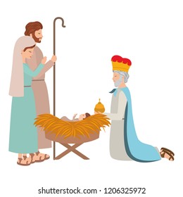 holy family with wise man manger characters