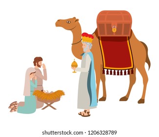 holy family with wise man manger characters