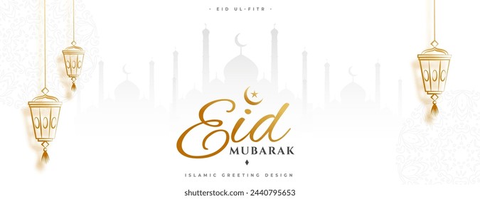 holy festival eid mubarak greeting wallpaper design vector (Translation of Eid Mubarak is Blessed Eid Festival)